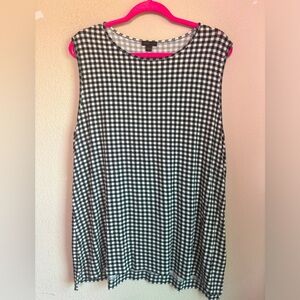 J. Jill Wearever Black & White Gingham Tunic Length Sleeveless Tank Blouse XL